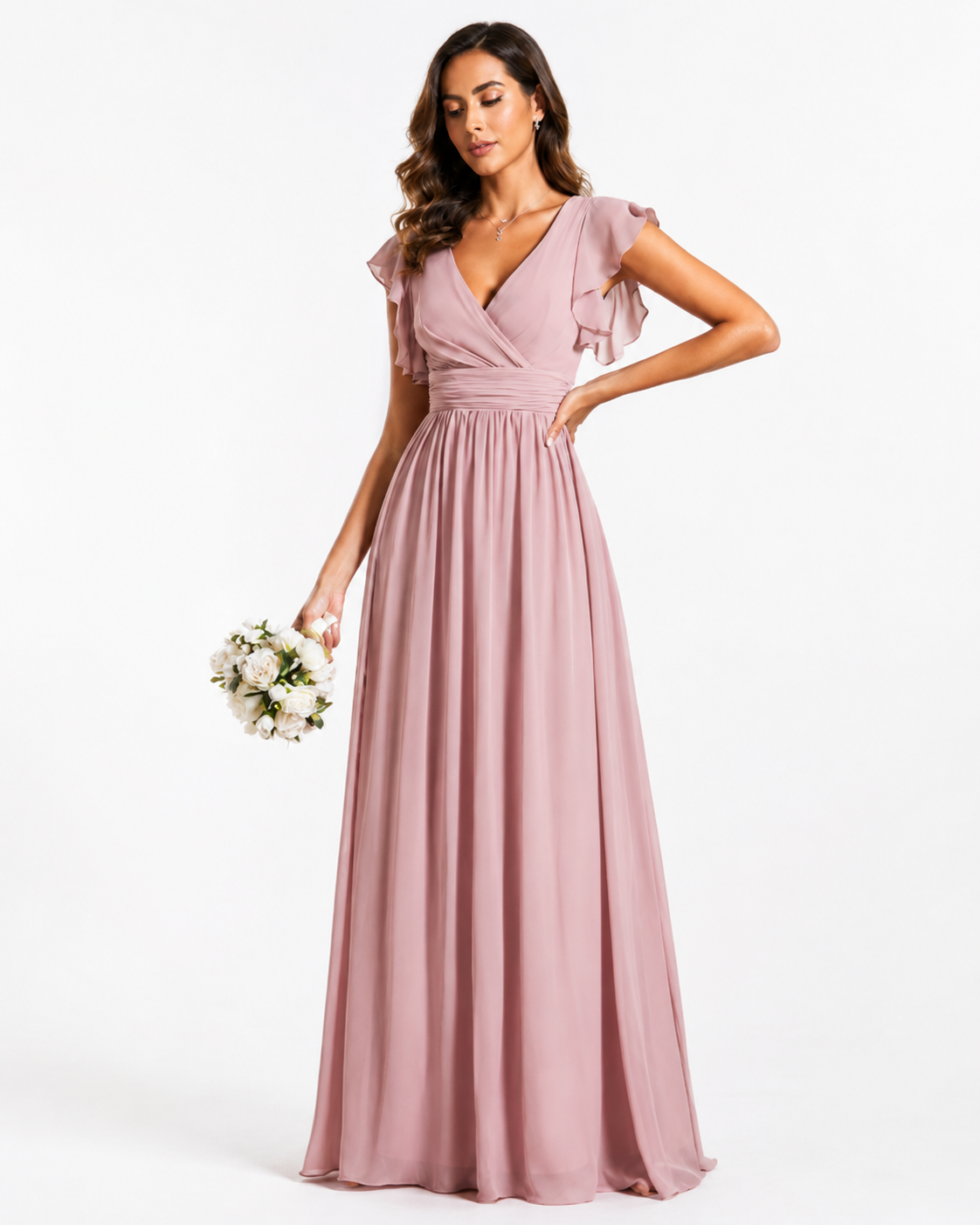Vestido de dama de honor con espalda abierta