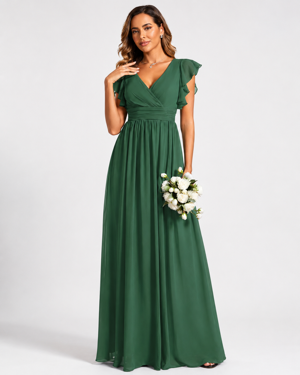 Vestido de dama de honor con espalda abierta