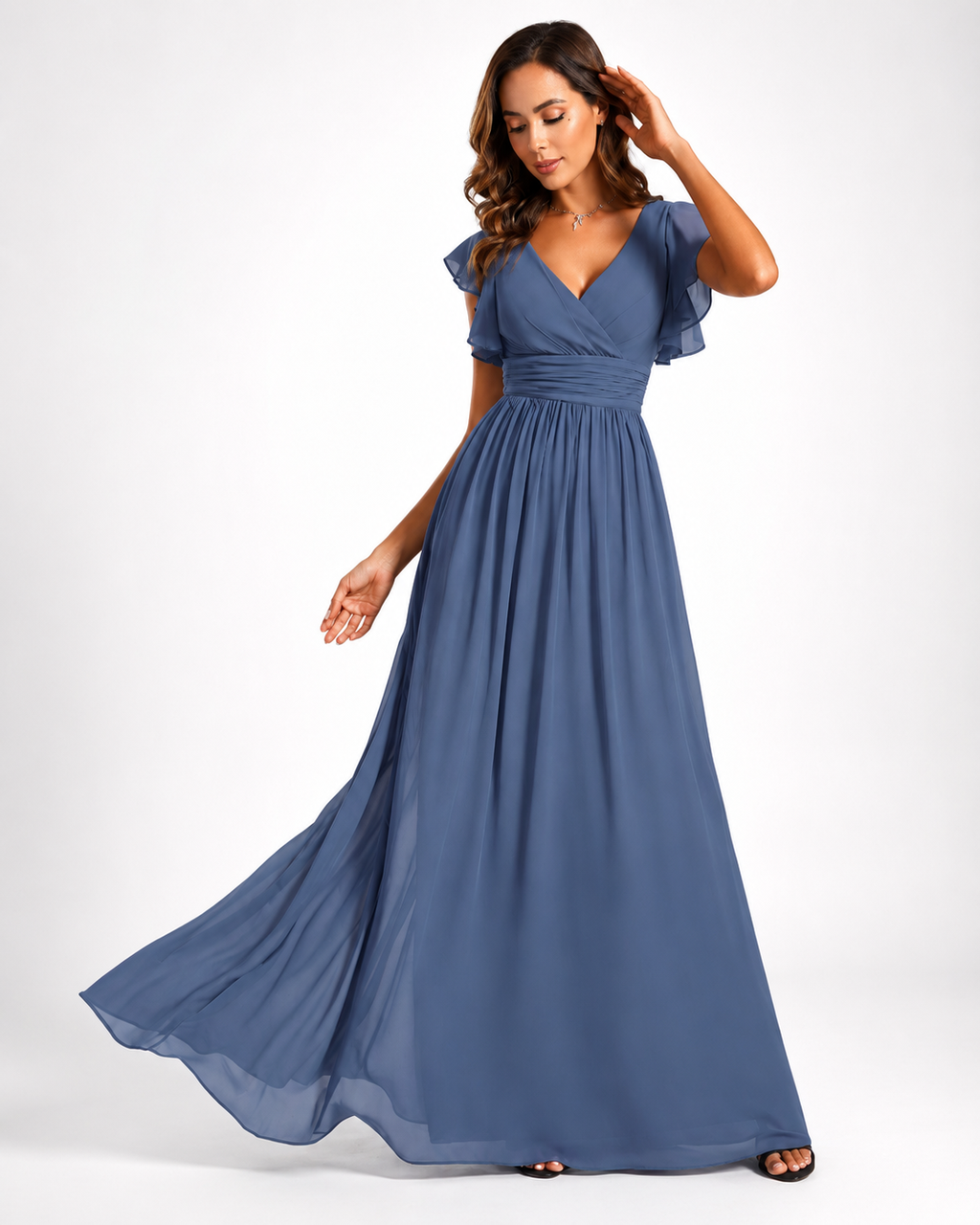 Vestido de dama de honor con espalda abierta