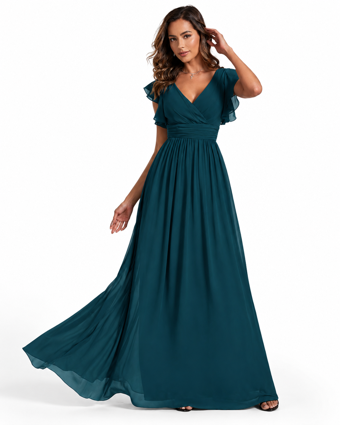 Vestido de dama de honor con espalda abierta
