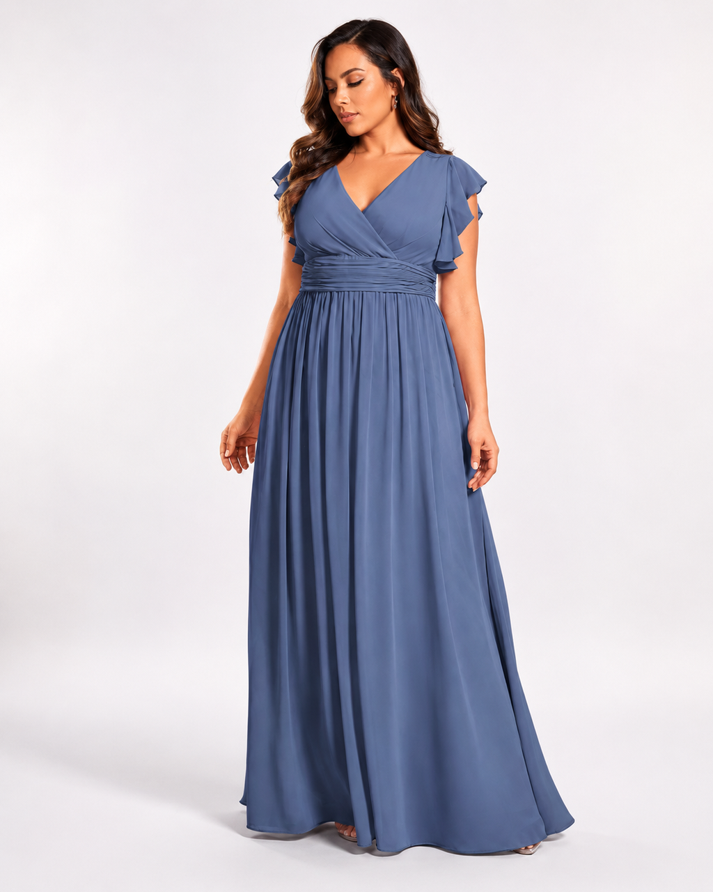 Vestido de dama de honor con espalda abierta