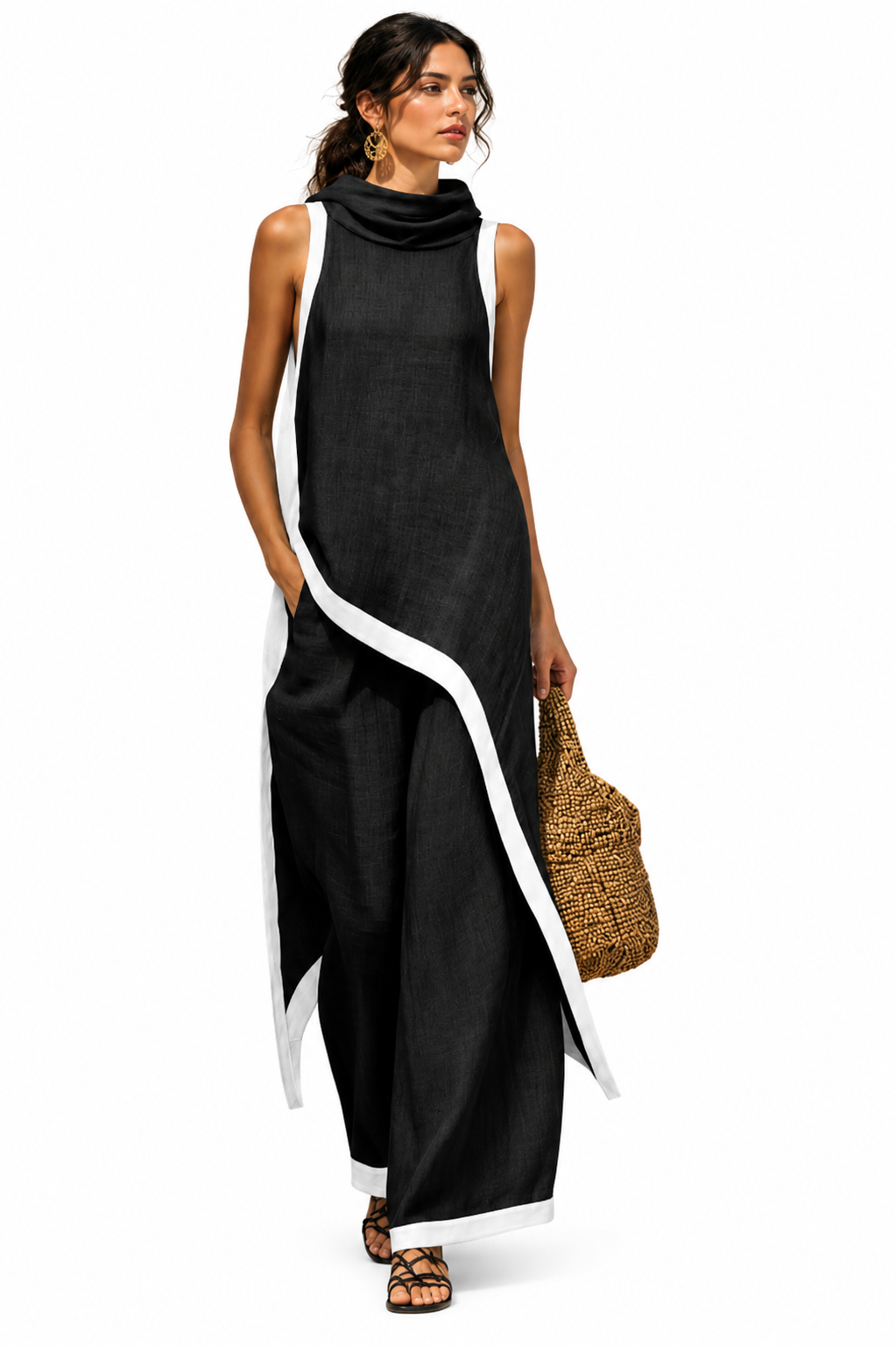 Conjunto elegante de lino y algodón