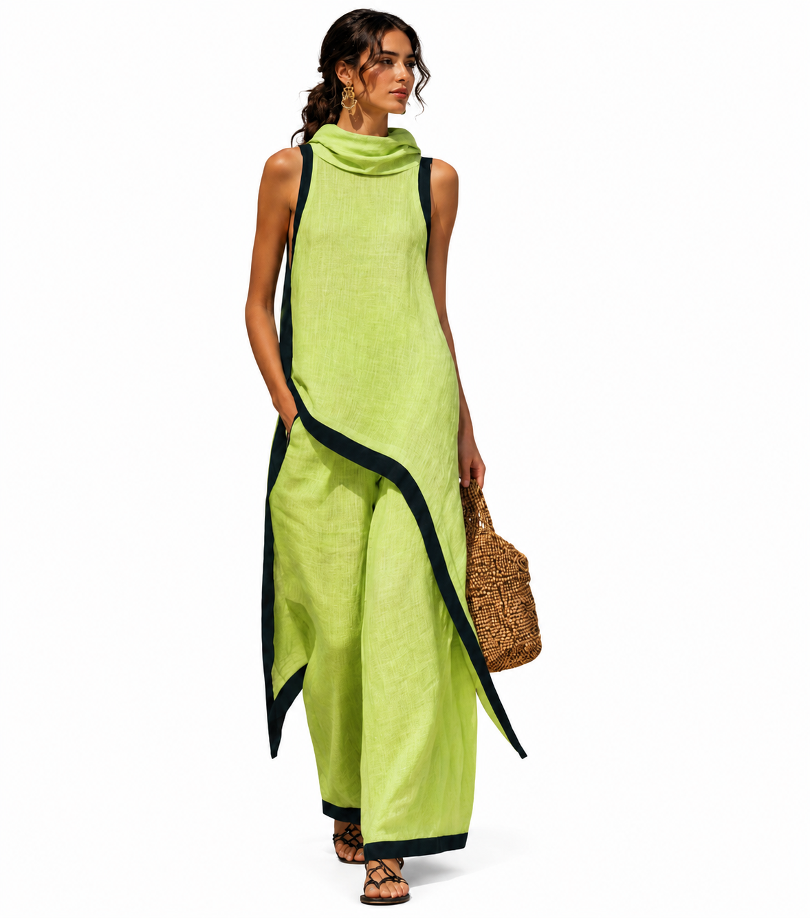 Conjunto elegante de lino y algodón