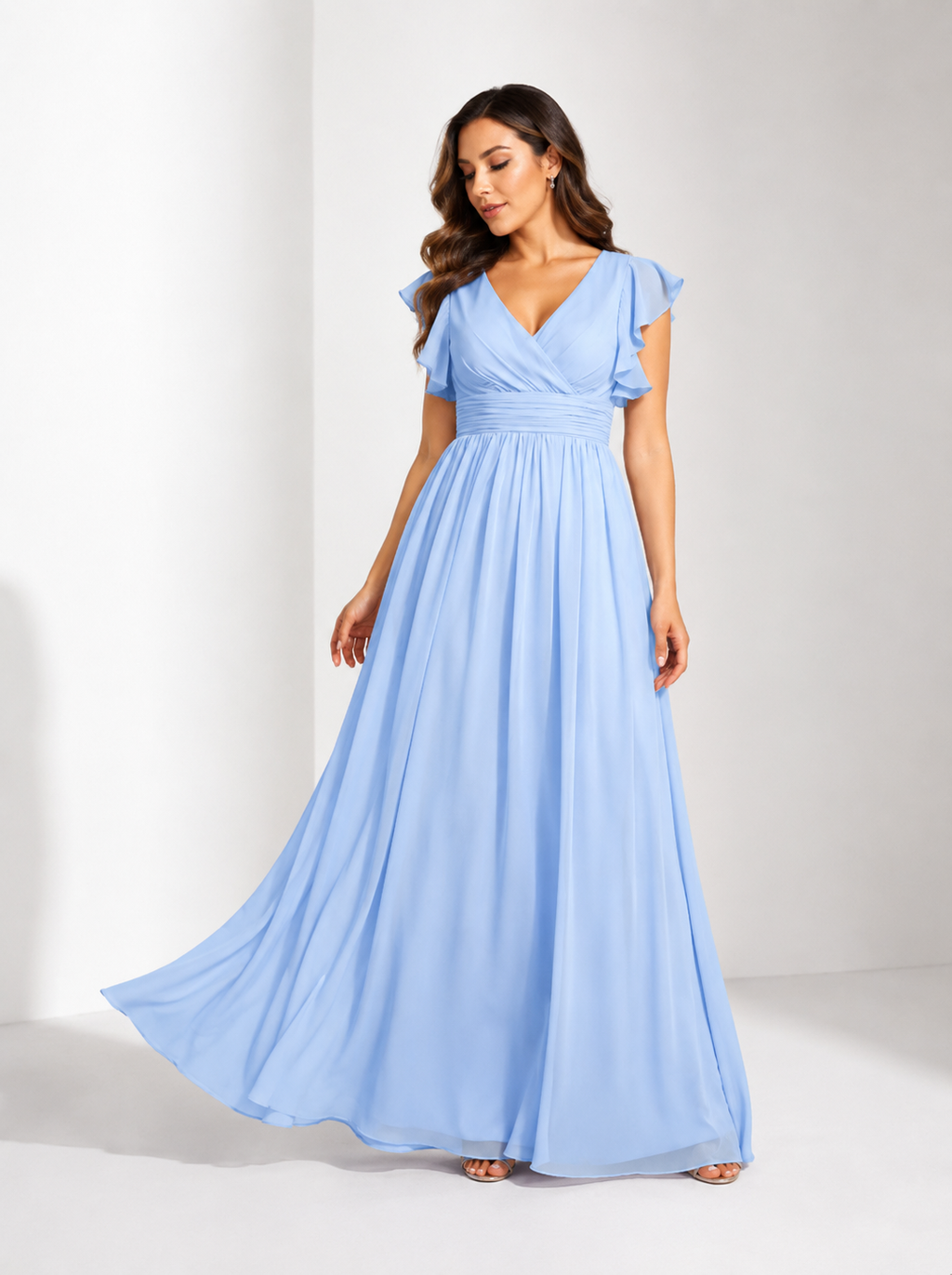 Vestido de dama de honor con espalda abierta