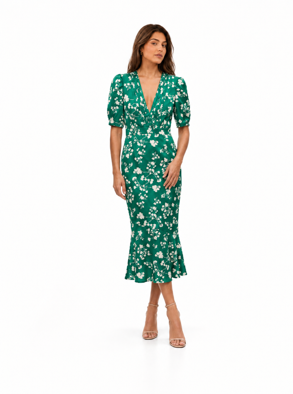 Vestido con diseño floral y cuello en V