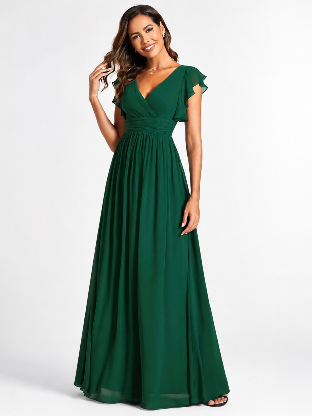Vestido de dama de honor con espalda abierta