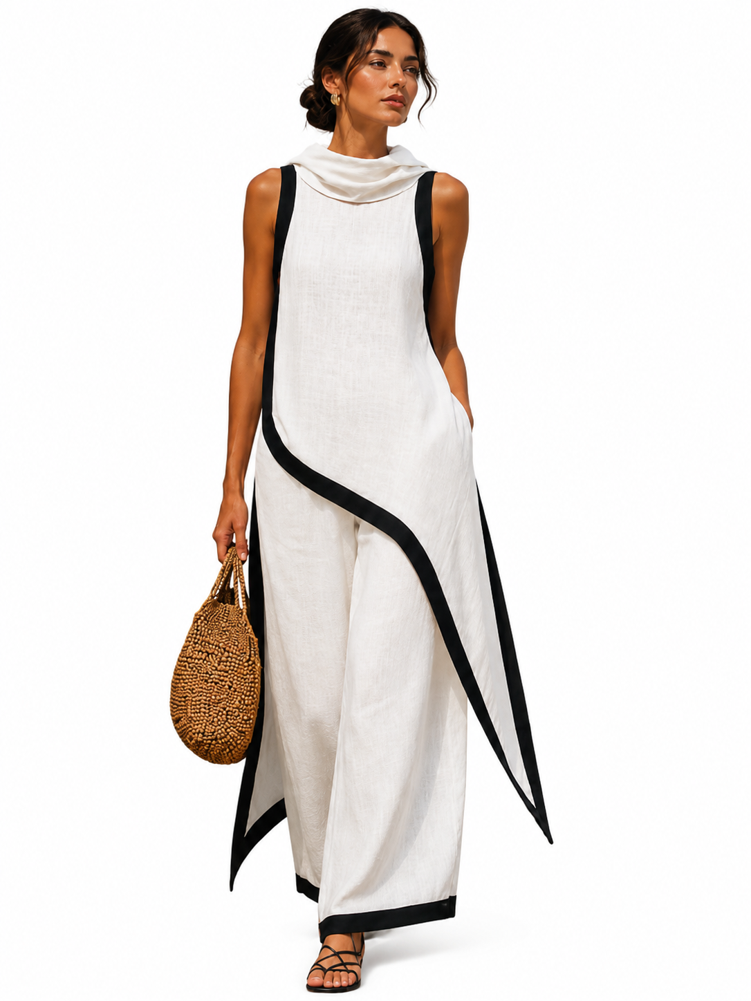 Conjunto elegante de lino y algodón