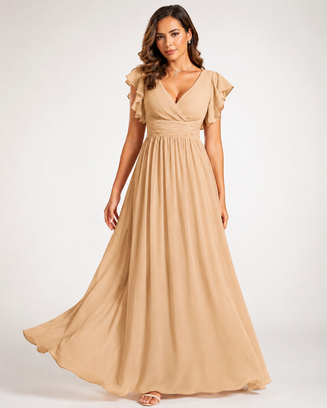 Vestido de dama de honor con espalda abierta