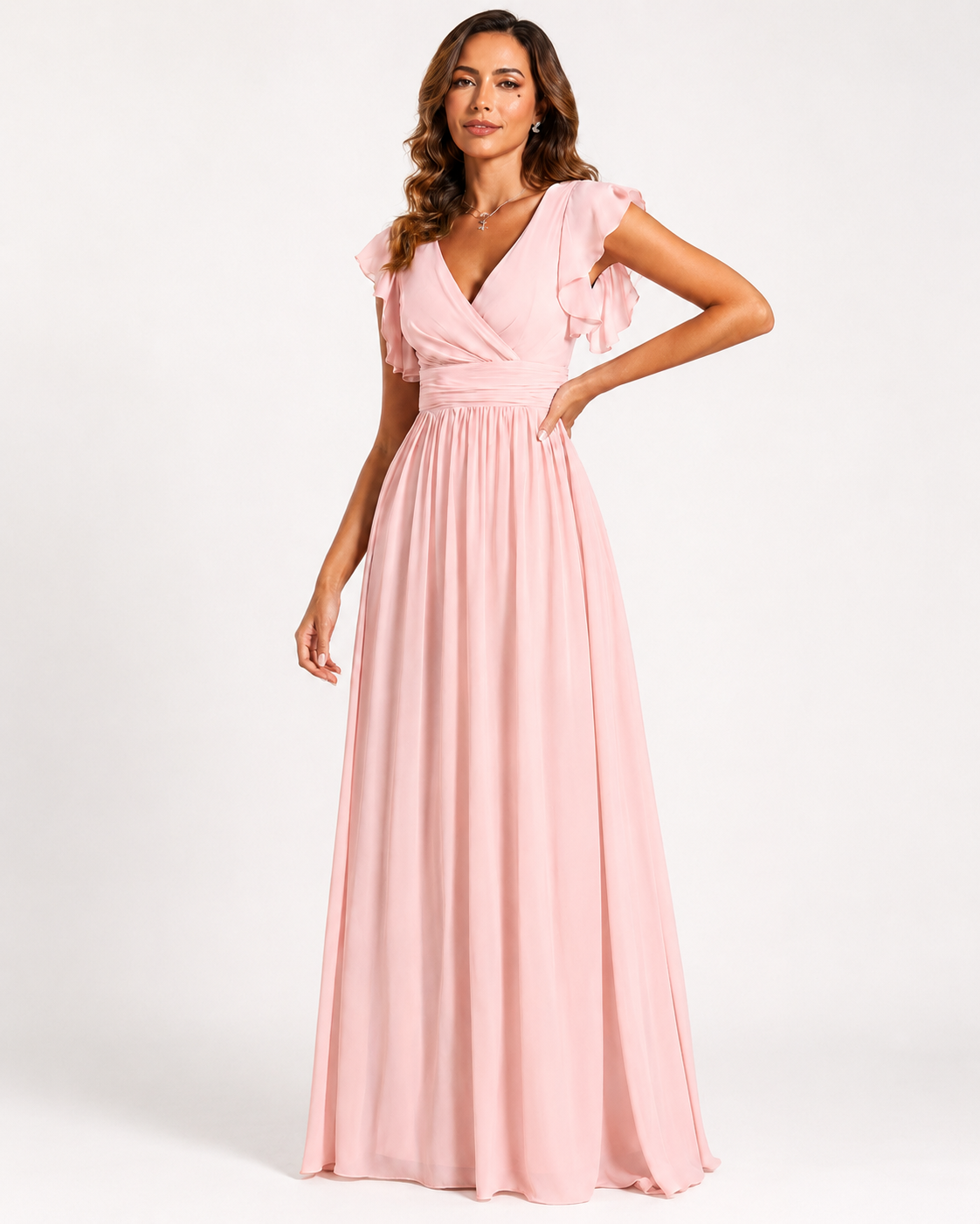 Vestido de dama de honor con espalda abierta