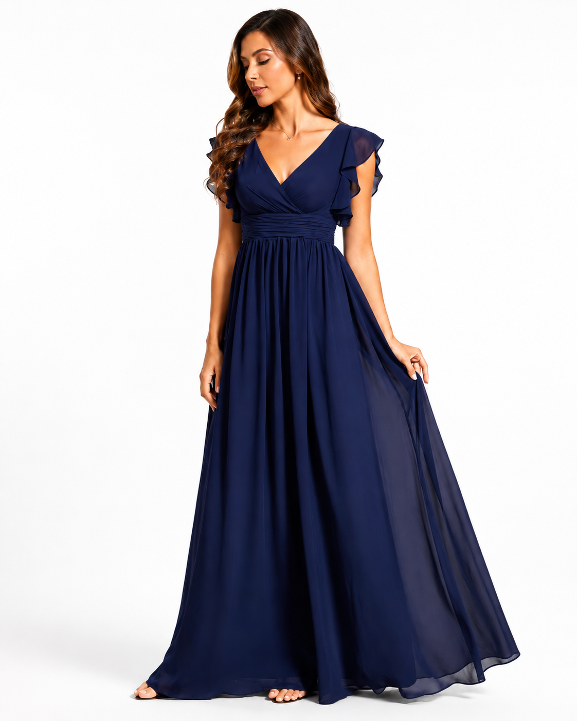 Vestido de dama de honor con espalda abierta