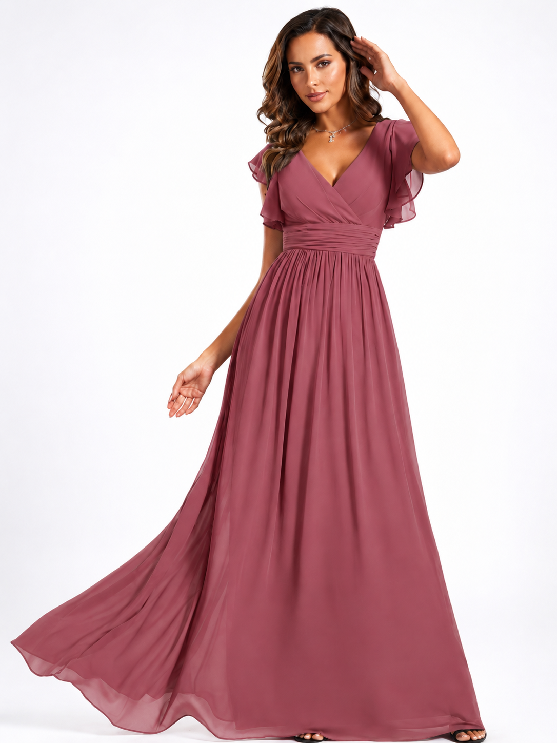 Vestido de dama de honor con espalda abierta