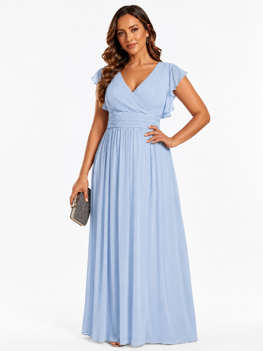 Vestido de dama de honor con espalda abierta