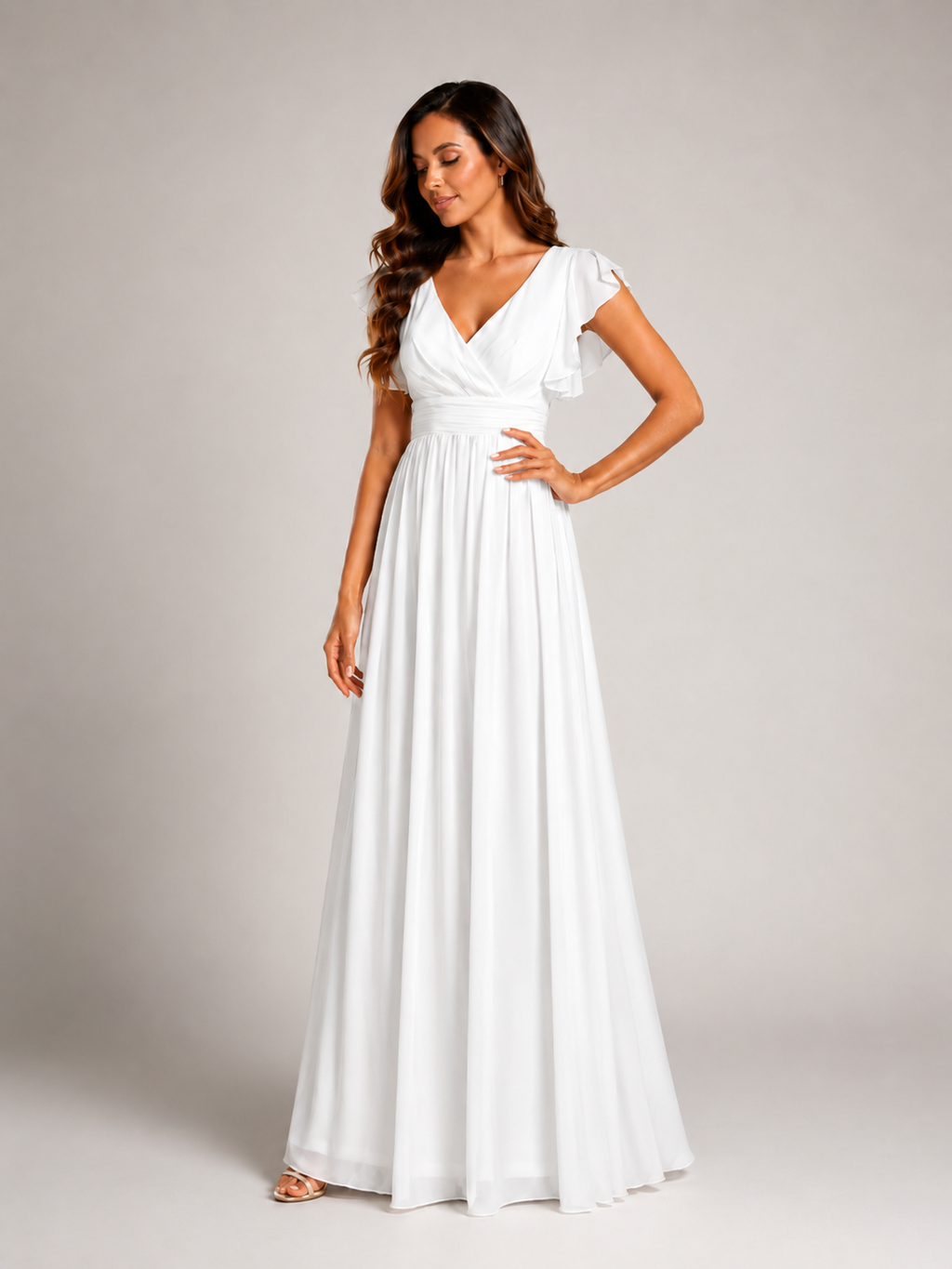 Vestido de dama de honor con espalda abierta