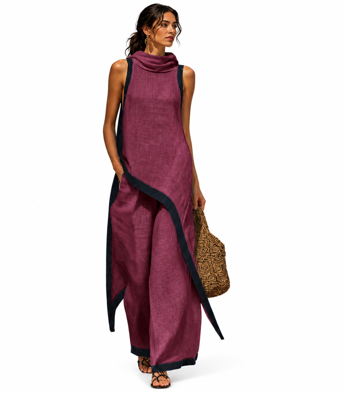 Conjunto elegante de lino y algodón