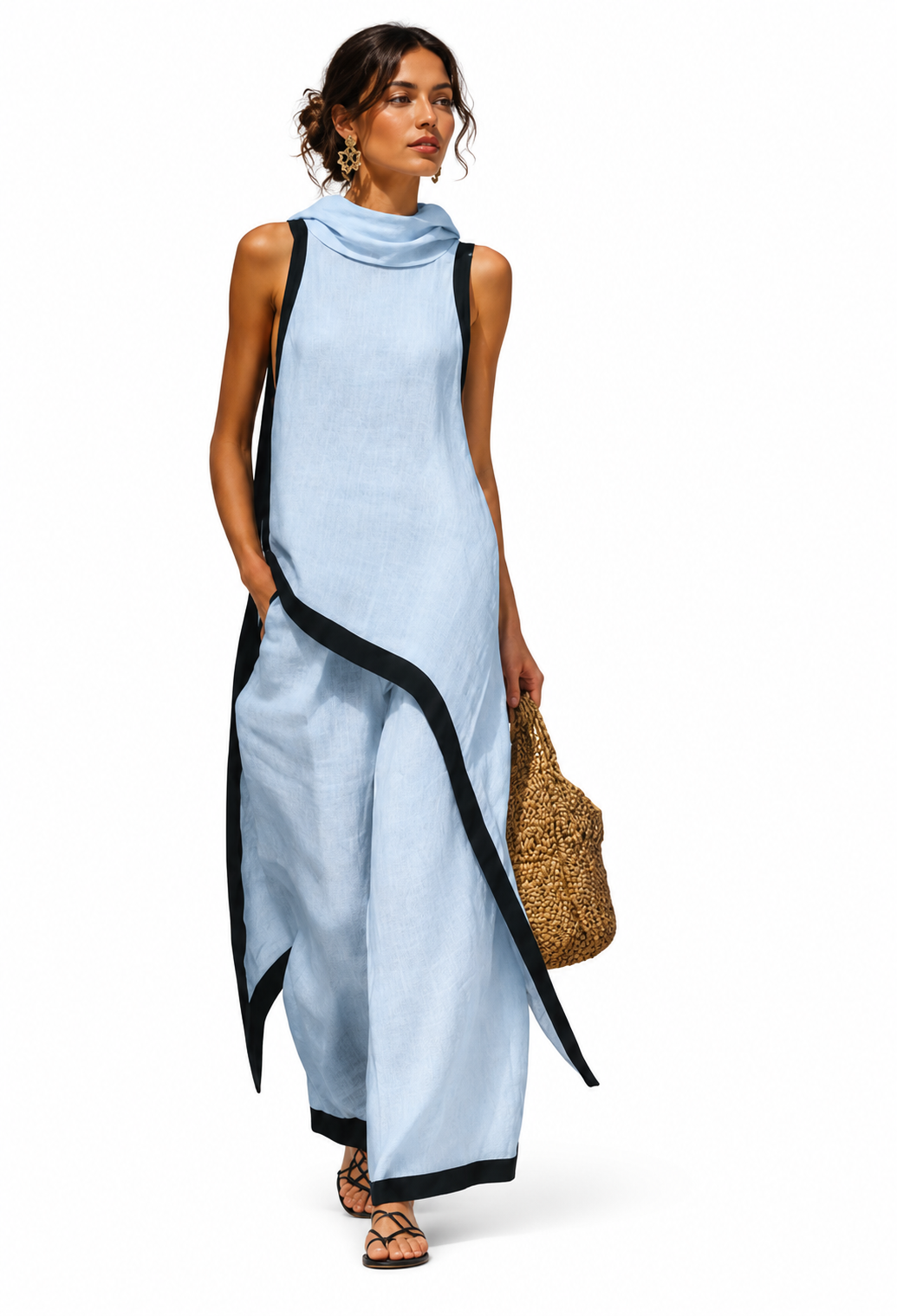 Conjunto elegante de lino y algodón