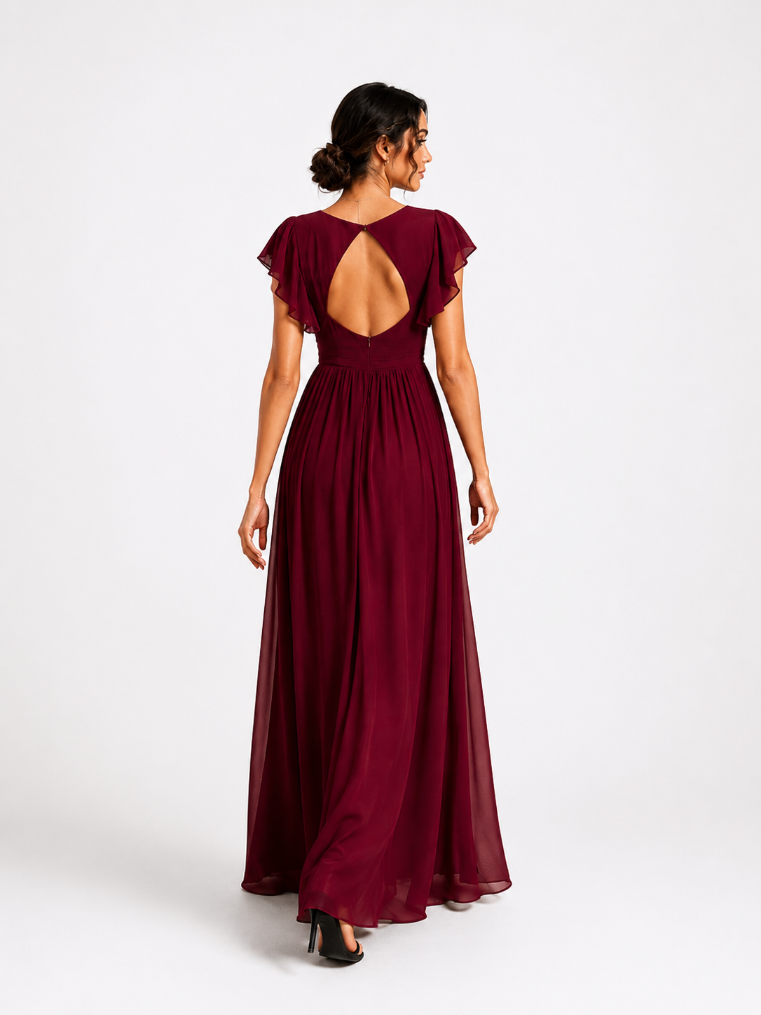 Vestido de dama de honor con espalda abierta