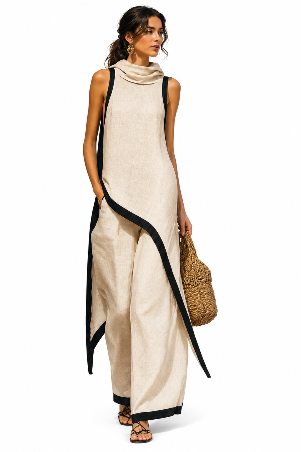 Conjunto elegante de lino y algodón