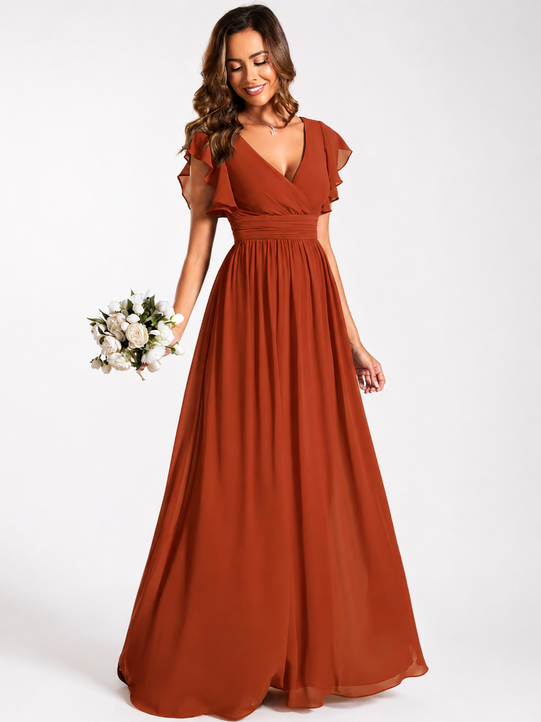 Vestido de dama de honor con espalda abierta