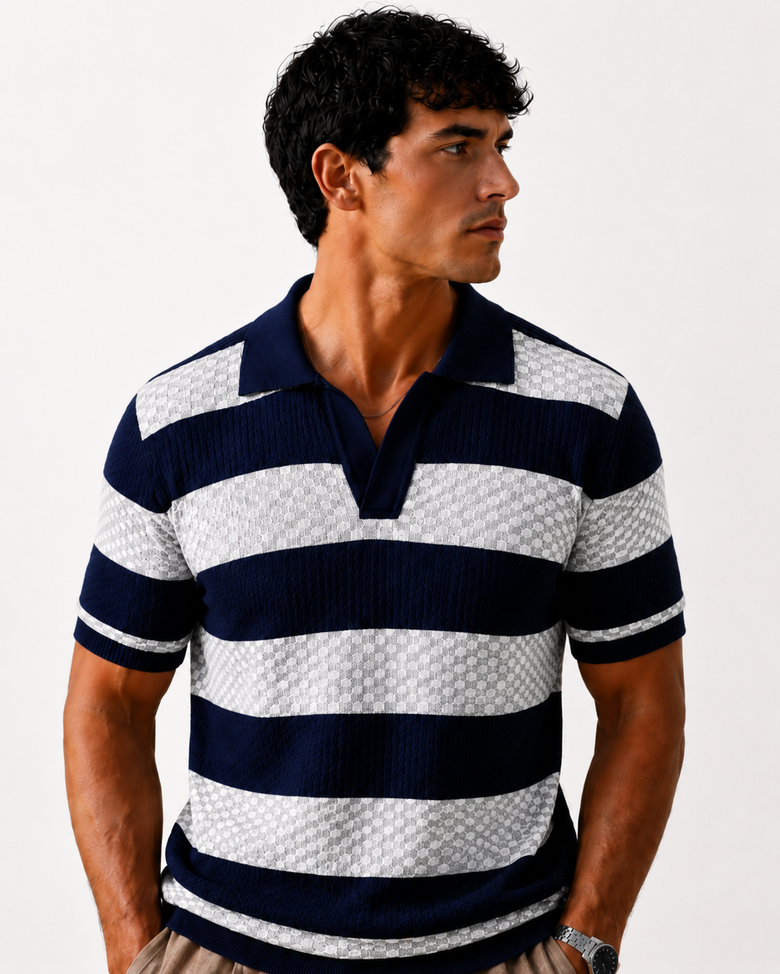 Polo de Punto con Rayas Refinadas