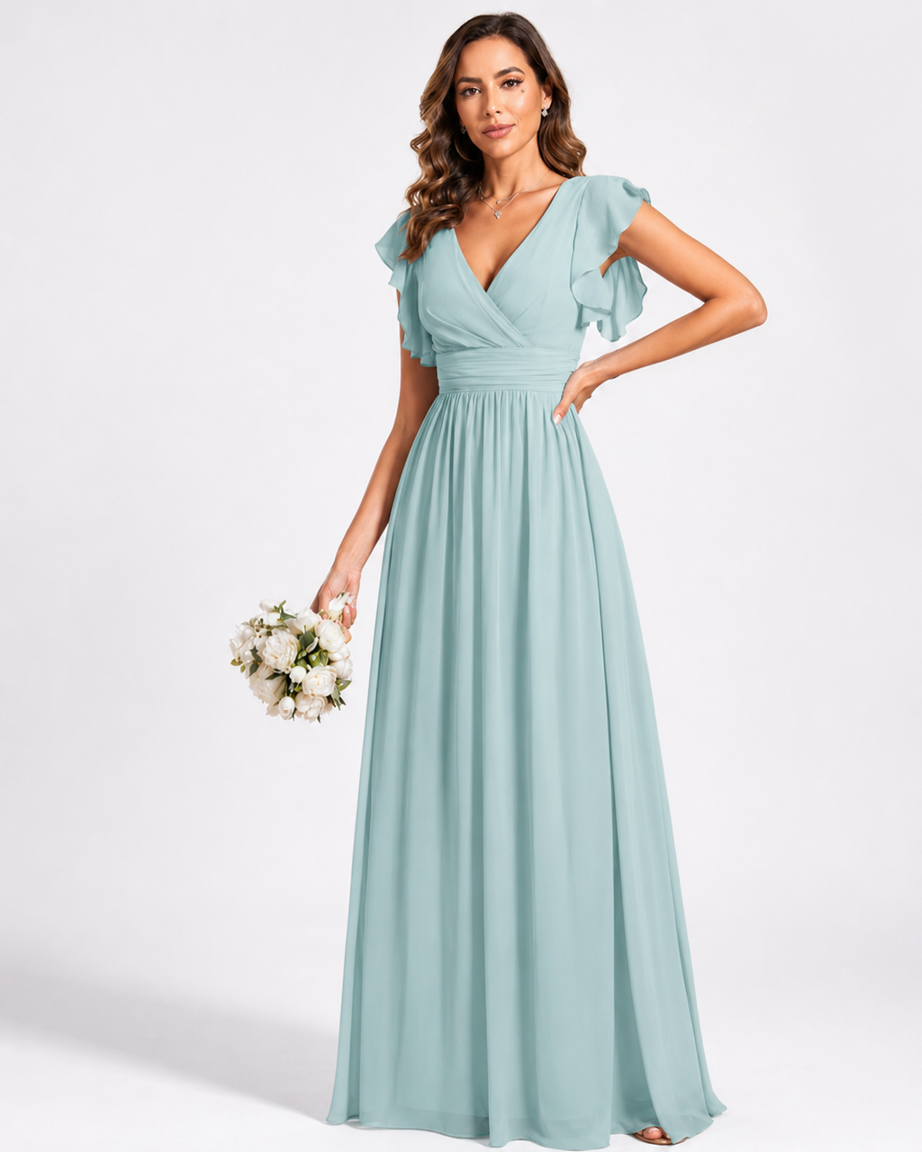 Vestido de dama de honor con espalda abierta