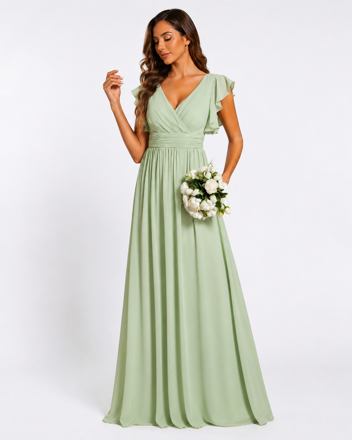 Vestido de dama de honor con espalda abierta