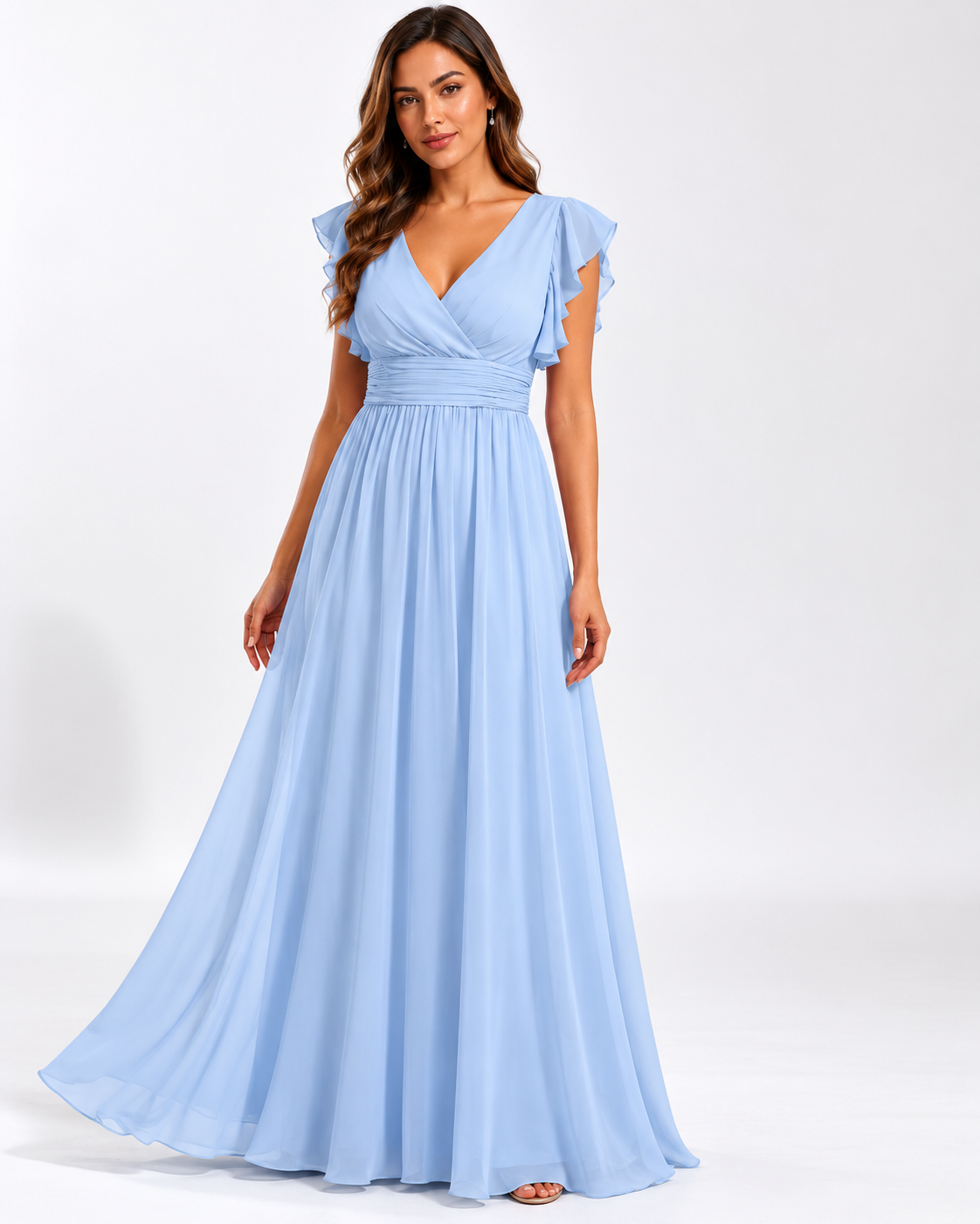 Vestido de dama de honor con espalda abierta
