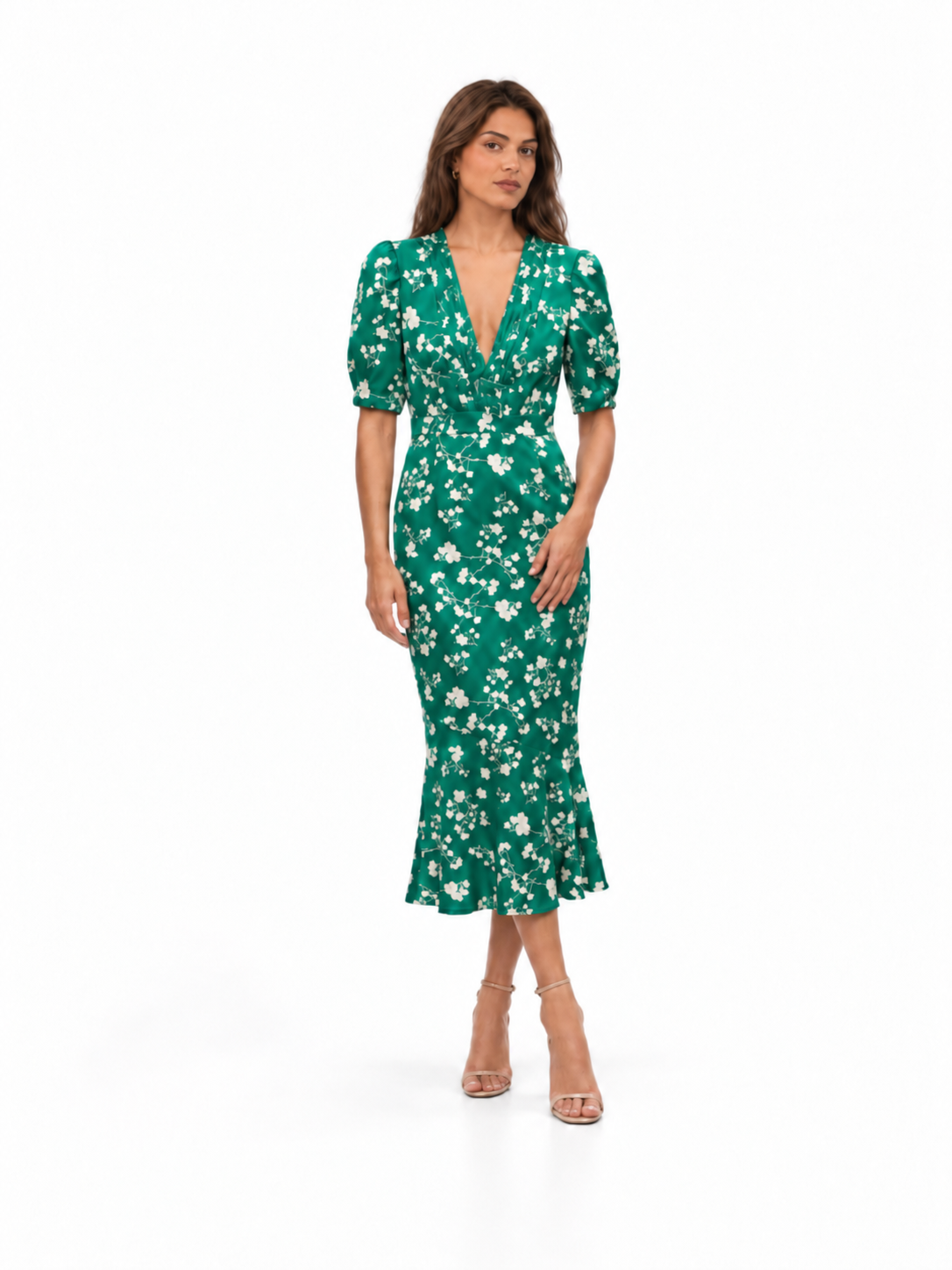 Vestido con diseño floral y cuello en V