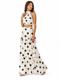 Conjunto top y falda larga de lunares