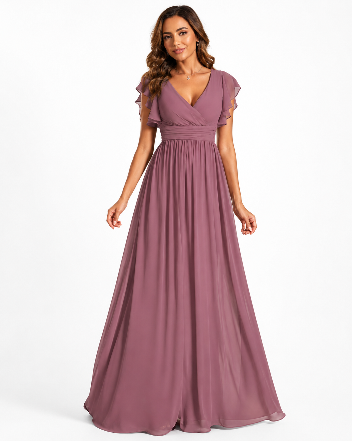 Vestido de dama de honor con espalda abierta