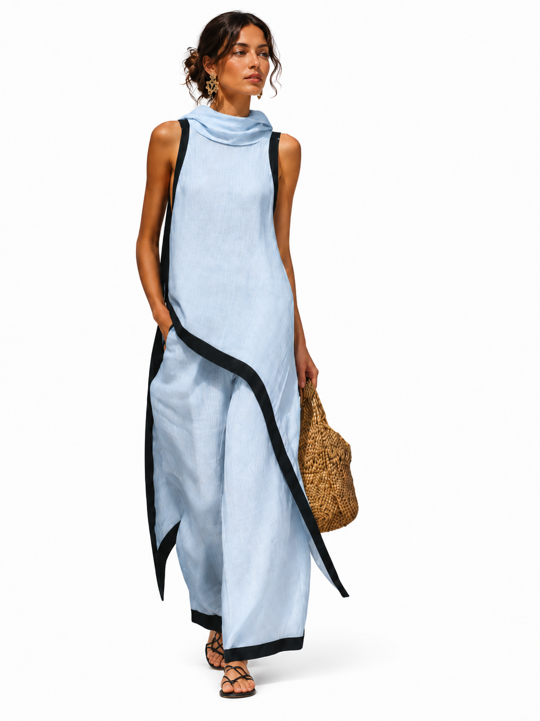 Conjunto elegante de lino y algodón