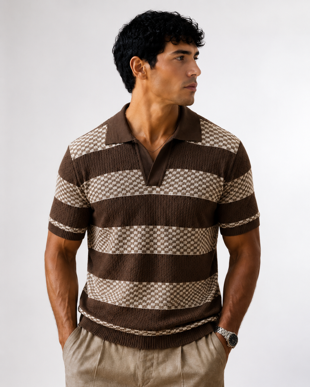 Polo de Punto con Rayas Refinadas