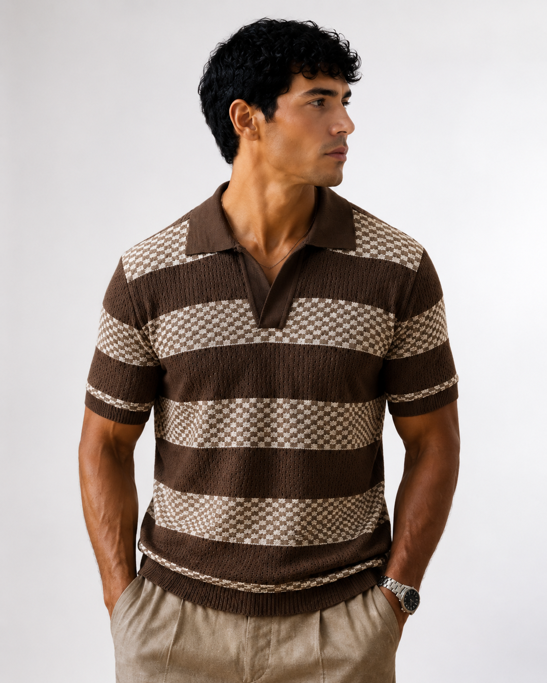 Polo de Punto con Rayas Refinadas